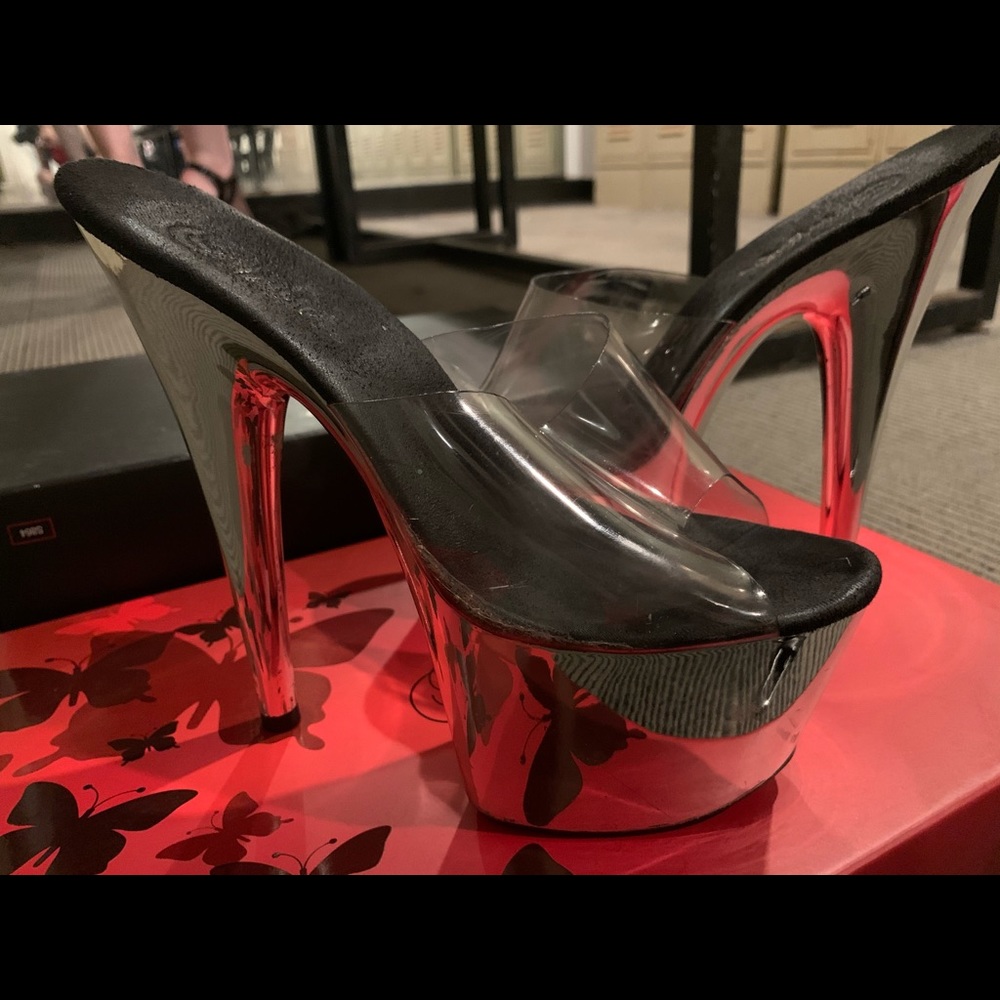 Silver pleaser heels